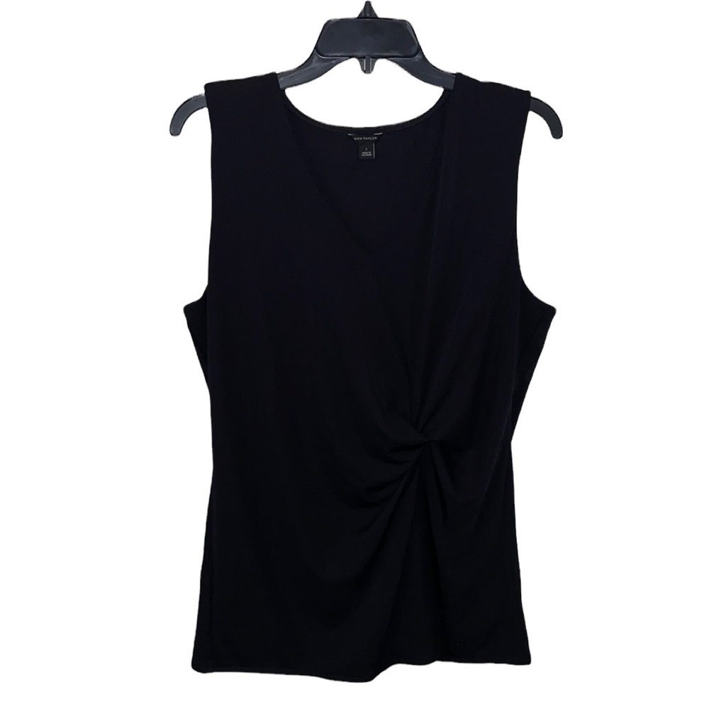 Ann Taylor‎ Black Sleeveless Crunched Middle stop Womens Size L